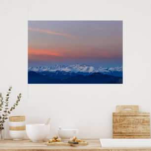 Poster Montagnes enneigées avec un ciel magique