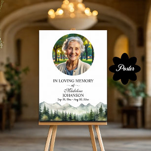 Poster Montagnes et arbres Célébration de la vie funérair
