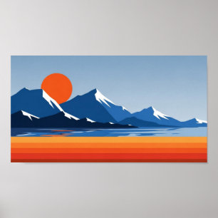 Poster Montagnes et murs de soleil peints de couleurs viv