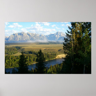 Poster Montagnes et rivière de Jackson Hole