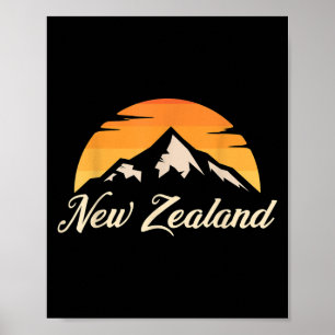 Poster Montagnes Kiwi Amateur de Rugby Cadeau Nouvelle-Zé