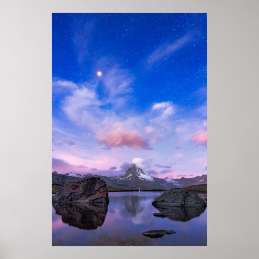 Poster Montagnes | Matterhorn & Lake Stellisee (Devant)