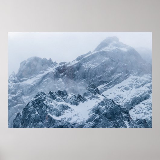 Poster Montagnes neige et brouillard (Devant)