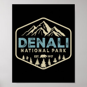 Poster Montagnes rétro du parc national de Denali Nature