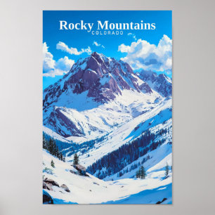 Poster Montagnes Rocheuses Colorado USA Art Vintage voyag
