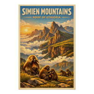 Poster Montagnes Simien, Éthiopie, dans un classique rétr