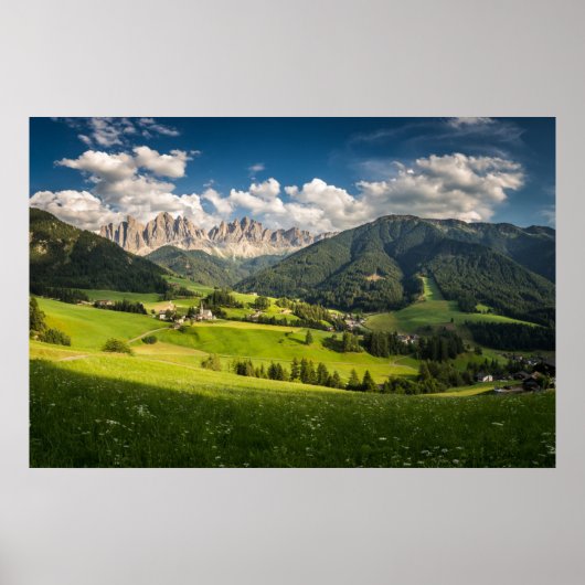 Poster Montagnes | Vallée de Funes, Dolomites, Italie (Devant)