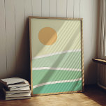 Poster Montagnes vertes Abstraites<br><div class="desc">Paysage Abstrait de montagnes verdoyantes avec coucher de soleil.</div>