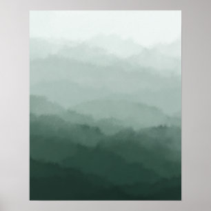 Poster Montagnes vertes minimalistes modernes Abstrait