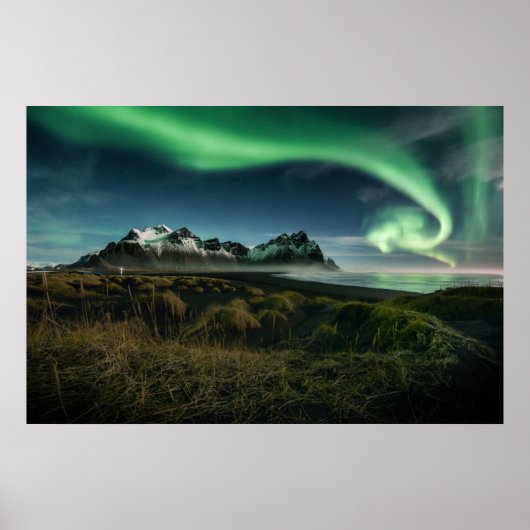 Poster Montagnes | Vestrahorn Mountain, Islande (Devant)
