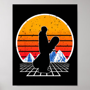 Poster Montagnes vintage 80's Géométrie Snowboard Snowboa