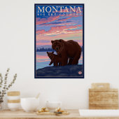 Poster Montana - Ours et bébé maman (Cuisine)