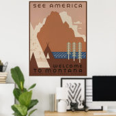 Poster Montana Voir États américains Réserve indienne (Bureau à domicile)