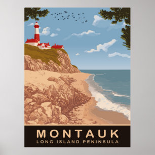 Poster Montauk, Long Island, Voyage Vintage
