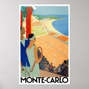 Poster Monte carlo Monaco France voyage vintage