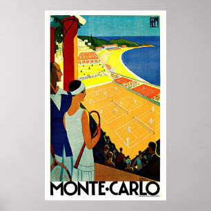 Poster Monte Carlo Monaco Tennis Travel Art