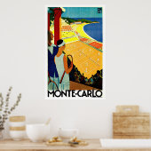 Poster Monte Carlo Monaco Tennis Travel Art (Cuisine)