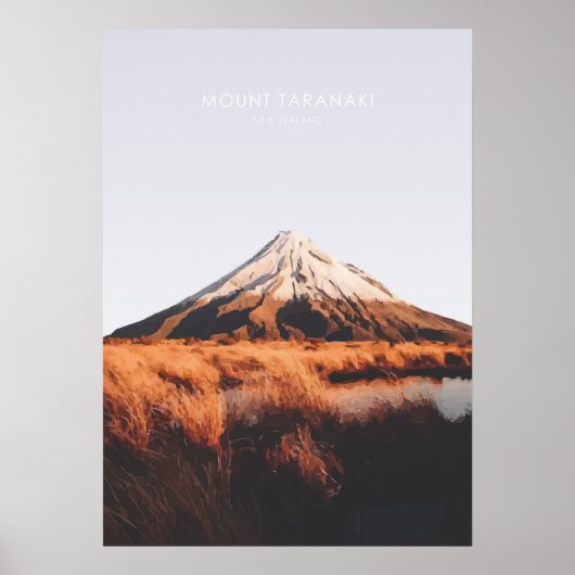 Poster Monte Taranaki, New Zealand Travel Artwork (Devant)