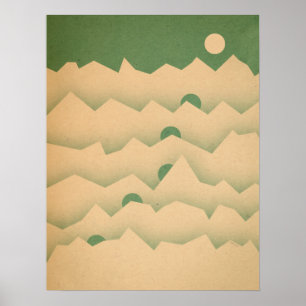 Poster Montée de la lune de montagne