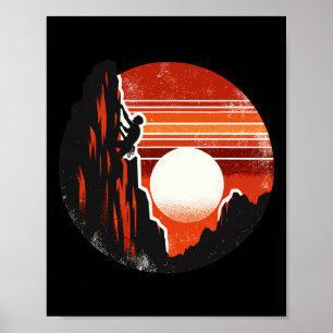 Poster Montée de montagne au coucher du soleil rétro Grim