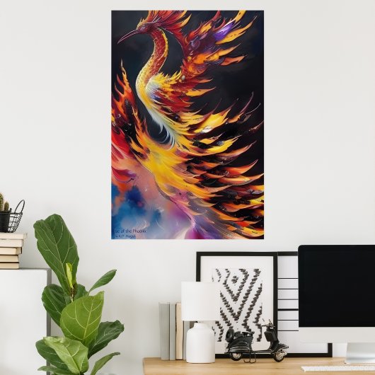 Poster Montée du Phoenix - AI Imaginaire Art Imprimer (Bureau à domicile)
