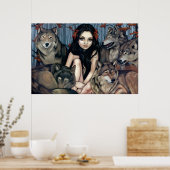 Poster Montée par Wolves imaginaire loup chien Art Imprim (Cuisine)