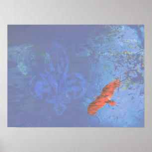 Poster Montent la grunge bleue