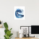 Poster Monter la citation de l'aquarelle de la vague (Bureau à domicile)