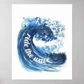 Poster Monter la citation de l'aquarelle de la vague (Devant)