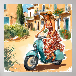 Poster Monter un scooter en Sardaigne Imprimer