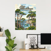Poster Monterey California Cypress Trees Ocean Coast (Bureau à domicile)