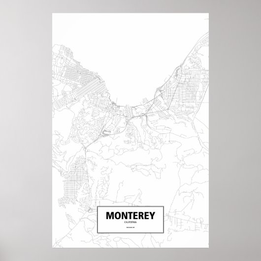 Poster Monterey, Californie (noir sur blanc) (Devant)