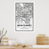 Poster Monterrey Mexico Villes Travel City Map Moderne (Cuisine)