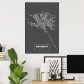 Poster Monterrey, Mexique (blanc sur noir) (Bureau à domicile)