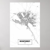 Poster Monterrey, Mexique (noir sur blanc) (Devant)