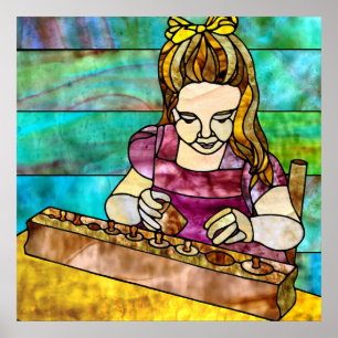 Poster Montessori Child with Sensorial Cylinder Block