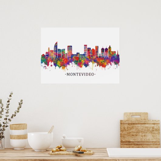 Poster Montevideo Uruguay Skyline (Cuisine)