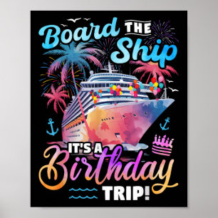 Poster Montez à bord du navire C'est un voyage d'annivers