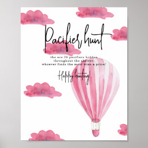 Poster Montgolfière - Baby shower jeu de chasse à la téti