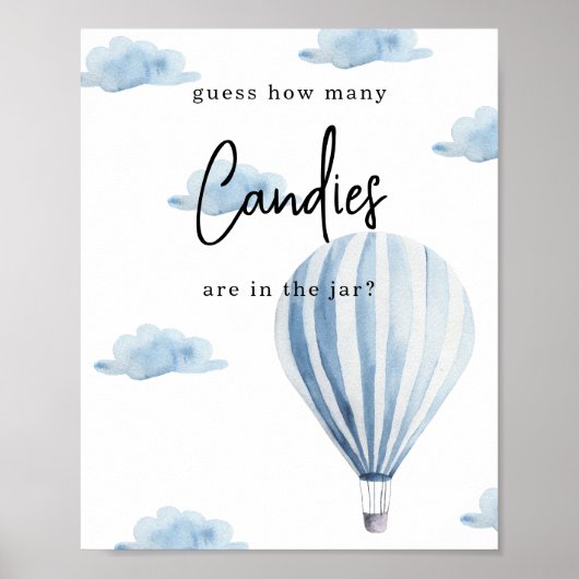 Poster Montgolfière - Combien de bonbons (Devant)