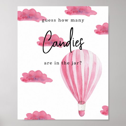 Poster Montgolfière - Combien de bonbons (Devant)