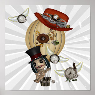 Poster montgolfière gothique laveau vapeur art