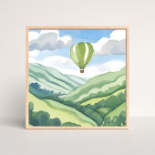 Poster Montgolfière | Paysage aquarelle vert
