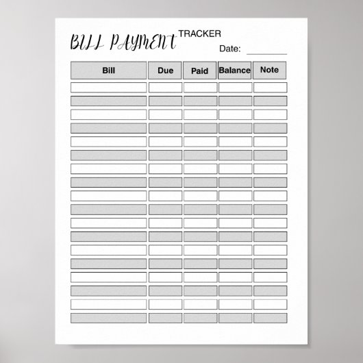 Poster Monthly Bill Payment Tracker Log (Devant)