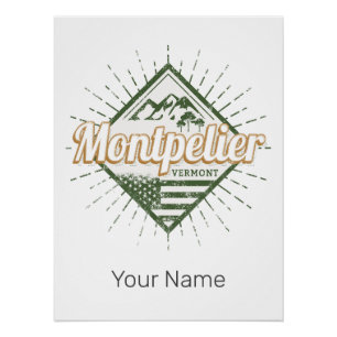 Poster Montpelier Vermont City États-Unis Vintage USA