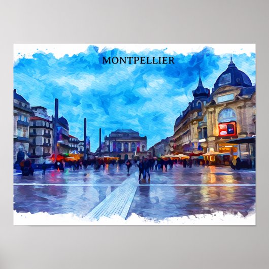 Poster Montpellier France Place de la Comédie View (Devant)