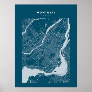 Poster Montréal - Canada Carte de la ville bleu foncé
