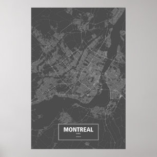 Poster Montréal (Québec) (blanc sur noir)