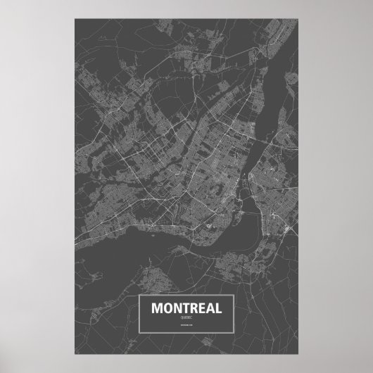 Poster Montréal (Québec) (blanc sur noir) (Devant)