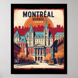 Poster Montréal Québec Canada 1950 Vintage voyage Touris